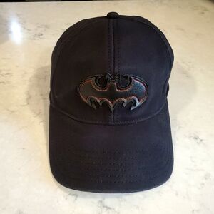 Vintage Batman Black Flex Hat w/ Leather Logo